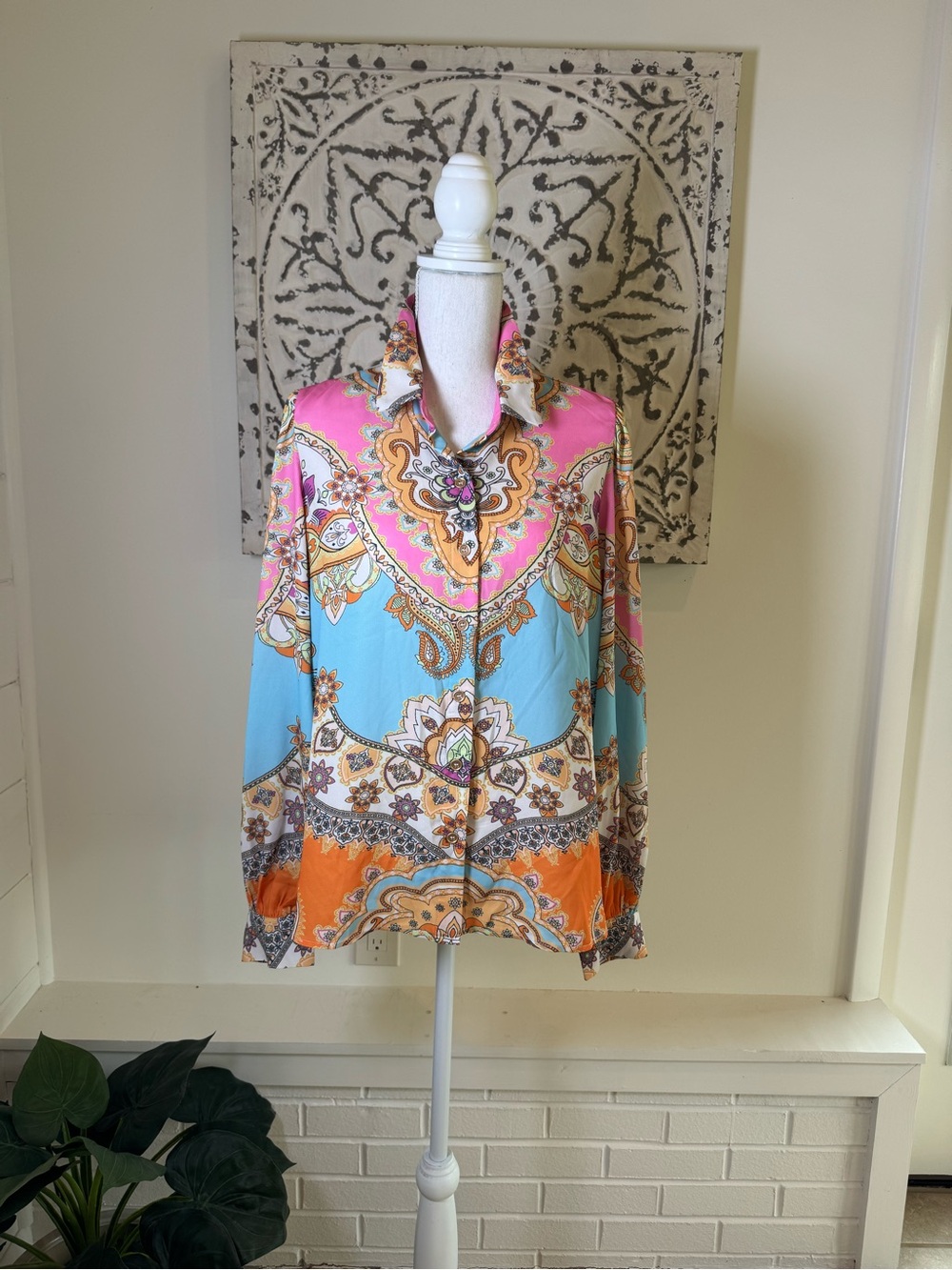 Flying Tomato Boho Paisley Blouse Size Large